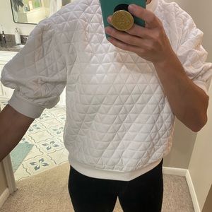 A New Day White Puff Short Sleeve Sweater | Medium